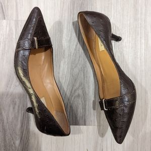Furla ostrich leather pointed toe kitten heels size 36